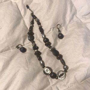 Bronze & silver necklace and earrings